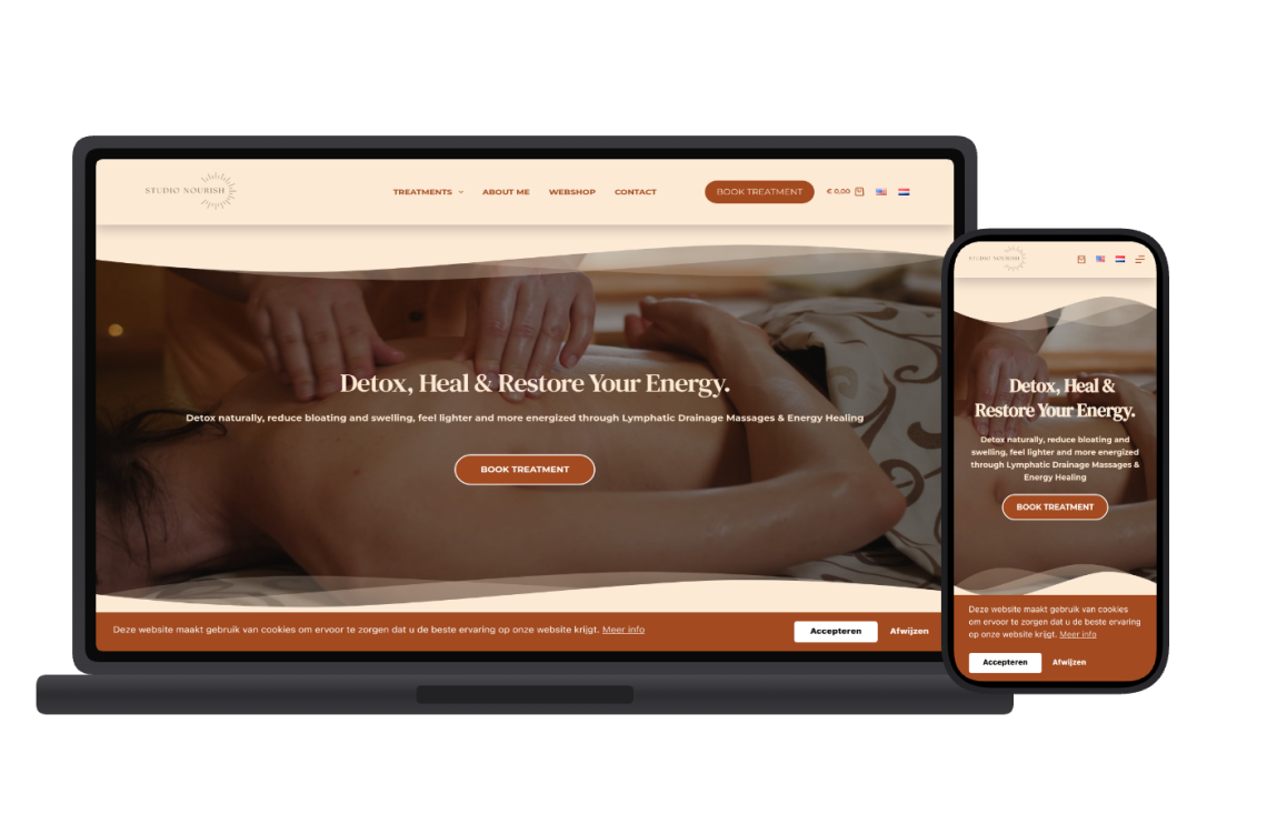 Studio Nourish – Een Meertalige Website En Campagnes Voor Een Massage Studio, Inclusief Webshop